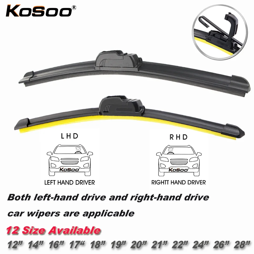 Car Windshield Wiper blades U-type Universal Frameless Bracketless 12"14"16"17"18"19"20"21"22"24"26"28"