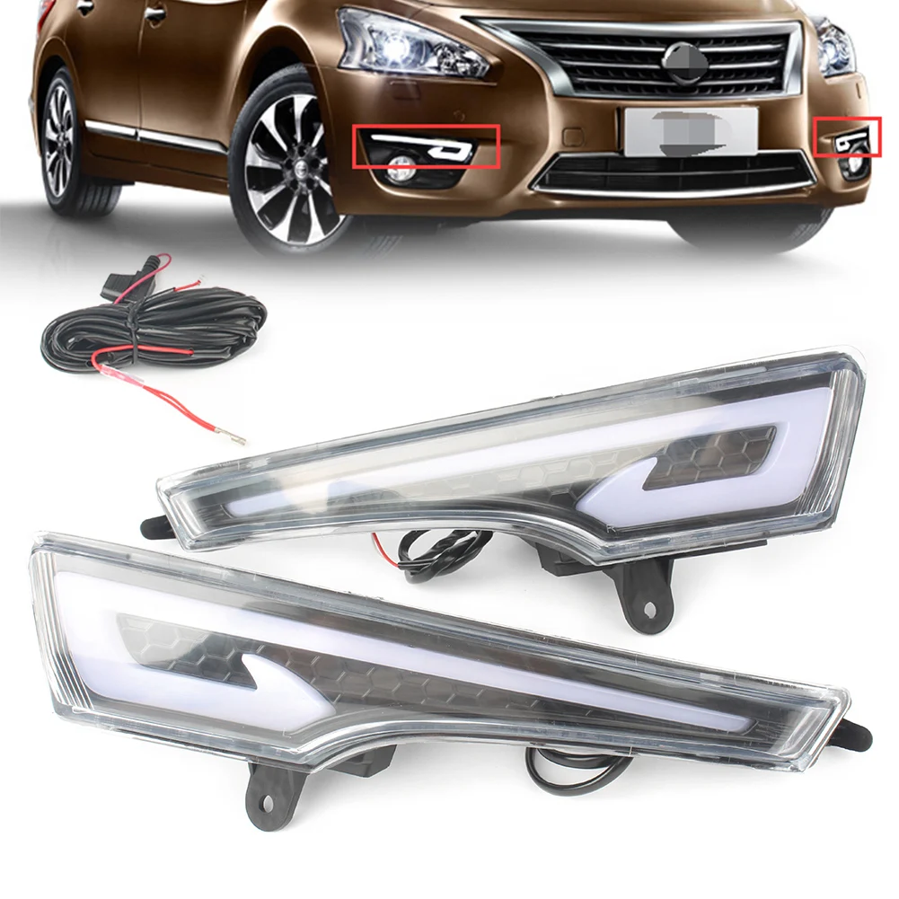 

1 Pair Car LED Turn Signal Lamp Daytime Running Lights DRL Front Left+Right For Nissan Altima Teana 2013 2014 2015