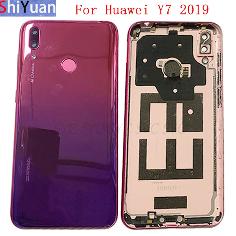 

Battery Cover Rear Door Housing Case For Huawei Y7 2019 Back Cover with Fingerprint Flex Cable Logo Replacement Parts