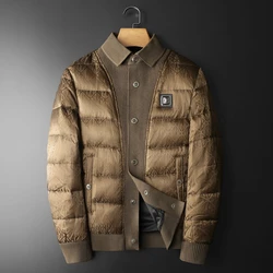 Top Quality Winter Jackets Stand Collar Bright Duck Down Jacket Men Parka Duck Down Jacket Men Lapel Warm Jacket Men Clothing