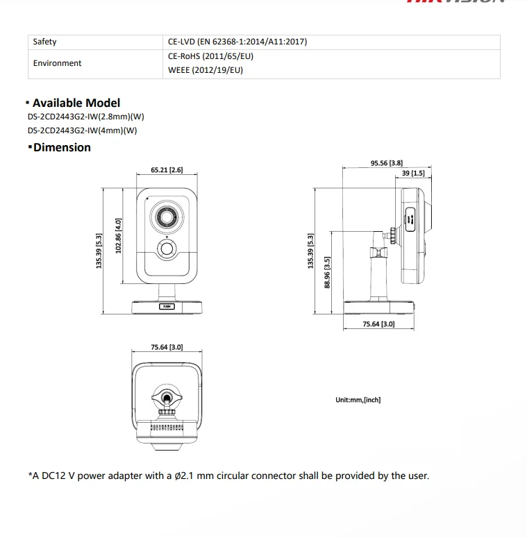 Hikvision kamera spojena Ethernet kabelom za PoE napajanje