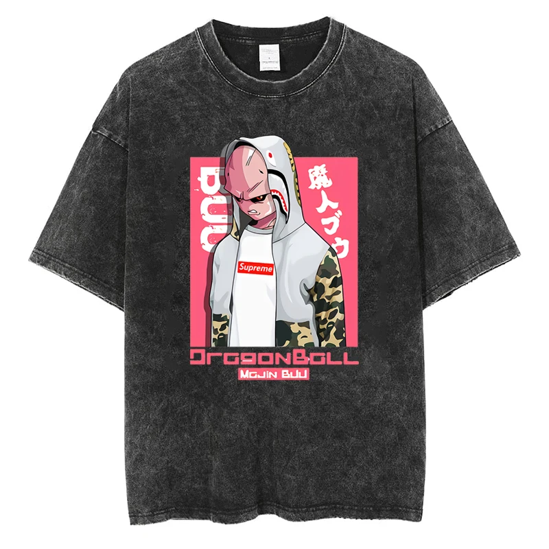 

Majin Buu T Shirt Retro Classic Anime Graphic Print T-shirt Y2k Harajuku Street Casual Unisex Oversized Loose Tees Cotton Tops