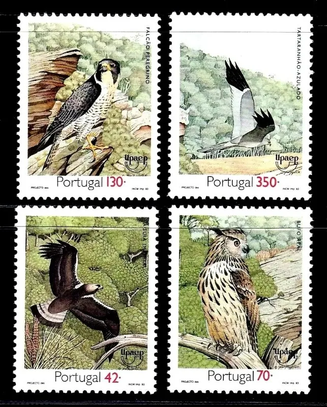 

4 шт., Португалия, 1993, штампы для птиц, Raptor,Harrier, Сова, Орел, настоящий оригинал, коллекция штампов, MNH
