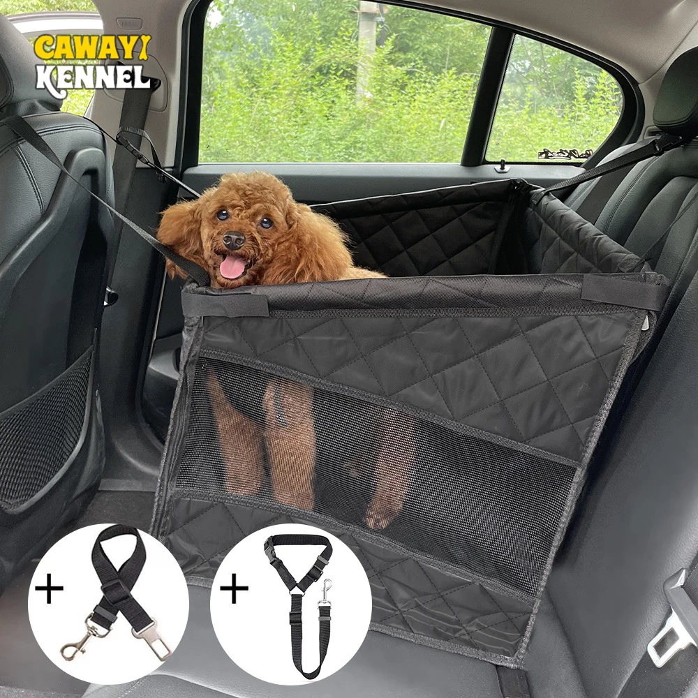 Pet Car Seat Basket with Safety Belts Breathable Secure Rear