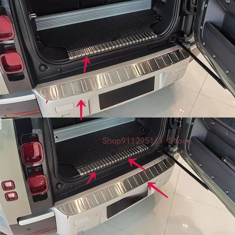 

Car Accessories 2020-2022 For Land Rover Defender 110 Stainless Steel Black/Silver Car Rear Bumper Plate Cover Trim Stickers