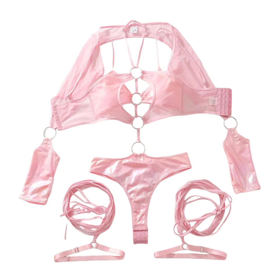 MUZISKAT Abito estivo rosa sexy aderente tinta unita da donna, minigonna traforata, tuta da festa in discoteca, set da 3 pezzi_voghion.com