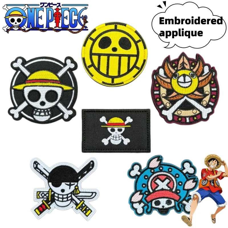 One Piece Roronoa Zoro Luffy Exquisite Personalized Cartoon Embroidered Patch Creative Simple Anime Character Peripheral Velcro