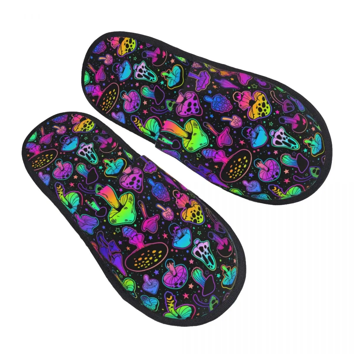 

Psychedelic Magic Mushrooms House Slippers Soft Warm Memory Foam Fluffy Slipper Custom Print Women Indoor Outdoor Shoes