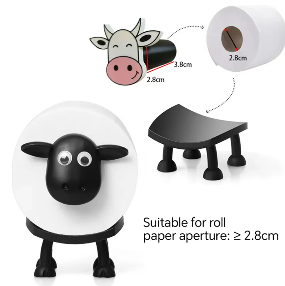 1-3 Pcs Sheep Toilet Roll Holder Funny Toilet Free Standing Bathroom Black Sheep Loo Roll Holder Hilarious Tissue Storage Decor