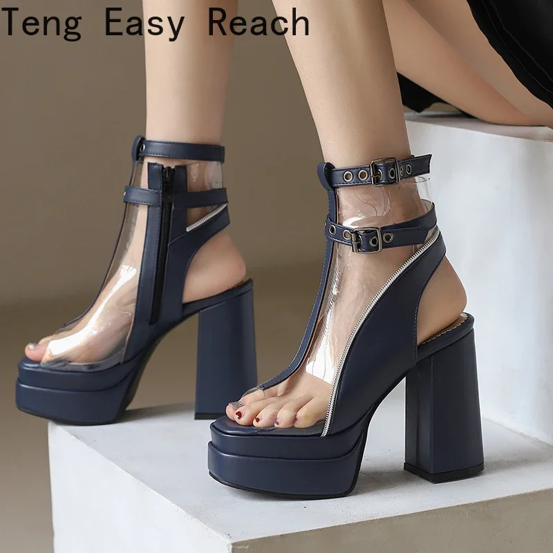 

Sexy Open Toe Summer Ankle Boots for Women Fashion Buckle High Heels Sandals Red White Yellow Dance Party Wedding Shoes Lady