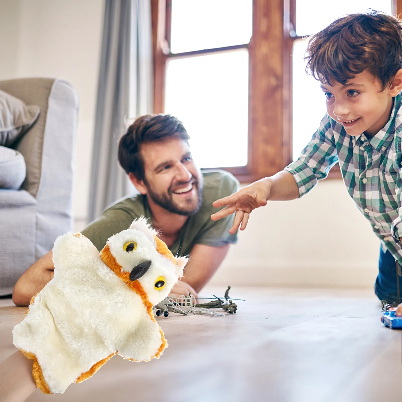 올빼미 손인형 부드럽고 편안한 소재 어린이를 위한 대화형 스토리텔링 역할극 손인형 부모-자녀 공연
