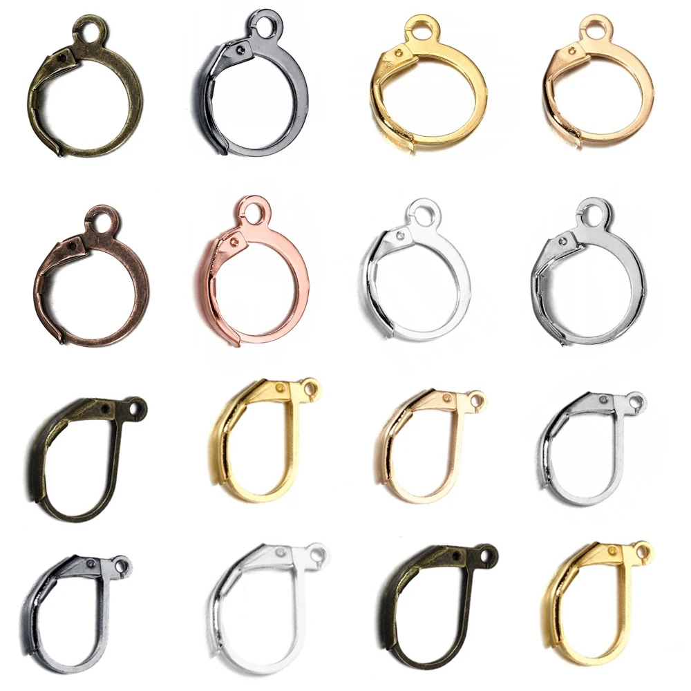 50 teile/los Gold Silber Französisch Hebel Ohrring Haken Draht Einstellungen Basis Hoops Ohrringe Für DIY Schmuck Machen Liefert Großhandel – Detail 1
