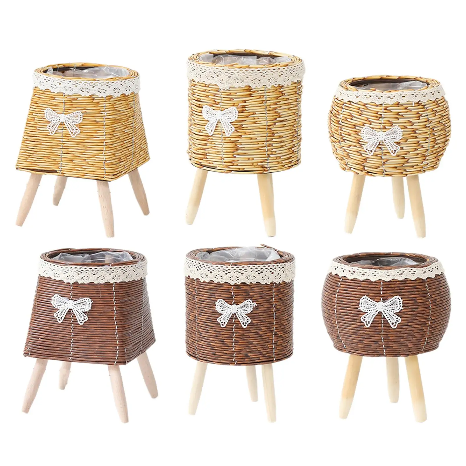 Woven Basket for Plant with Legs Creative for Farmhouse Bedroom Drawing Room