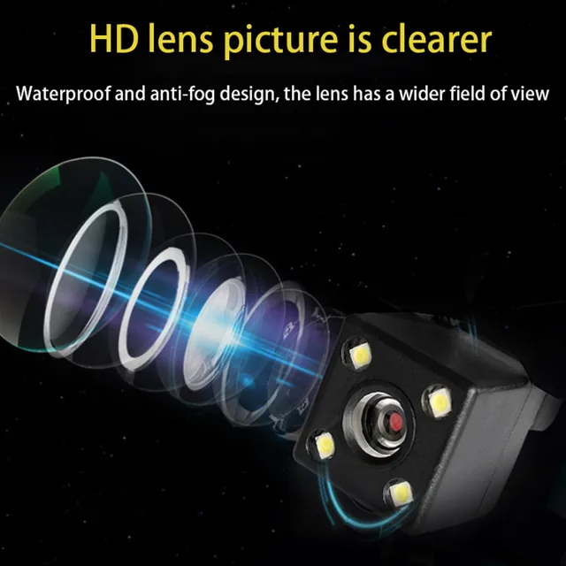 12V Car Rearview Camera 4/8/12LED Parking Sensor CCD High-Definition Image For With European License Plate Frame Rearview Camera 5