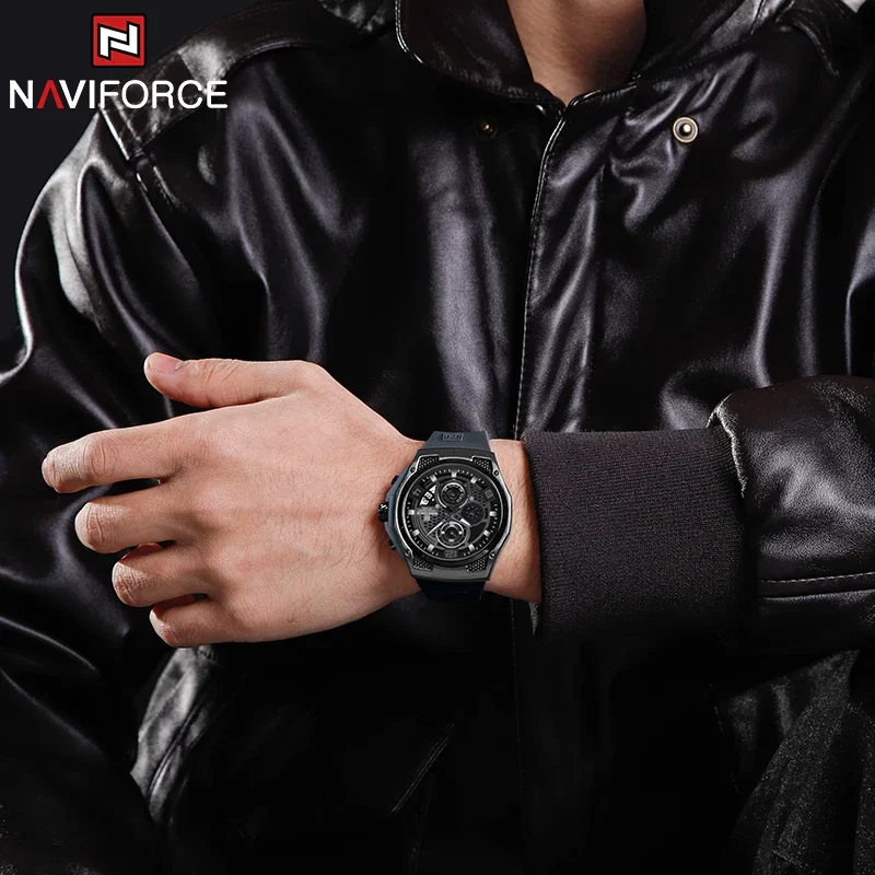 NAVIFORCE Men's Chic Dial Silicone Strap Waterproof Sports Chronograph Watch