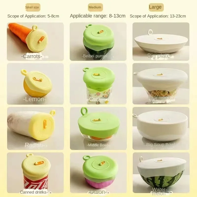 2Pcs Silicone Food Cover Set Silicone Cling Lid High-Temperature Resistant Food Grade with Hanging Hole Kitchen Organization food cover kitchen utensils kitchen supplies fresh keeping cover preservation cover