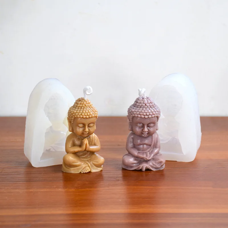 Silicone candle mold Little Buddha Candle Silicone Mold DIY Amitabha Buddha Shape Chinese Elements Handmade Candle Decoration