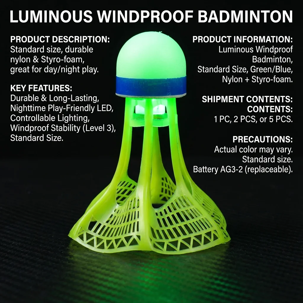 Glow-in-the-Dark LED Badminton Shuttlecocks 2
