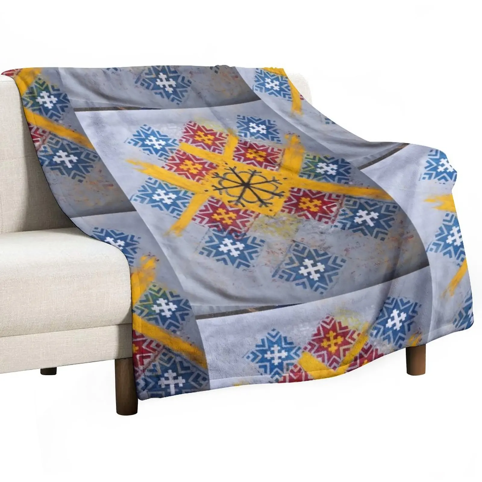 

Latvian Power symbols : Sun and Morning Star Throw Blanket Beautiful Blankets Dorm Room Essentials Decorative Bed Blankets