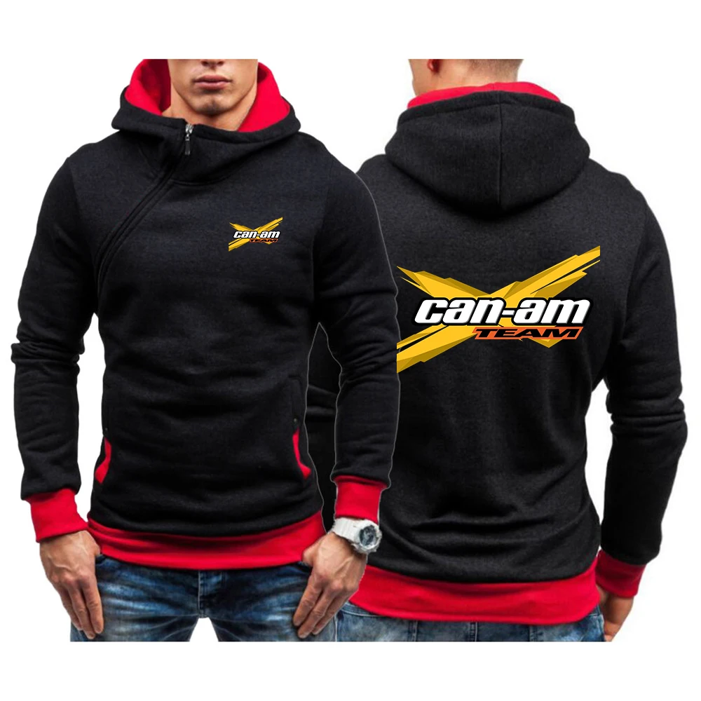 

CAN-AM BRP 2023 Men's New Long Sleeve Oblique Zipper Hooded Solid Color Hoodies Fashion Printing Tacksuit Sweatshirt Hoody Tops