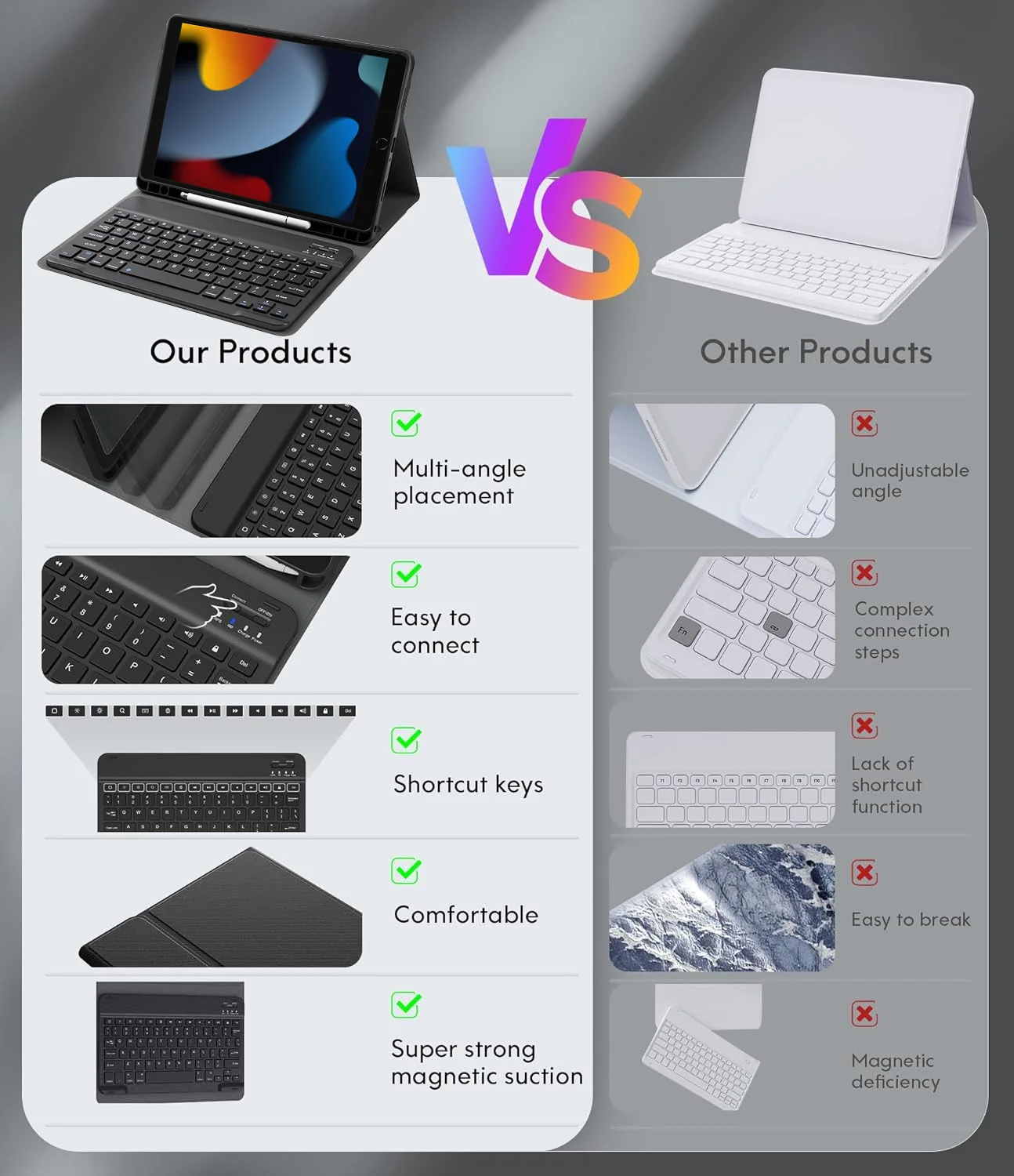 Versatile Wireless Keyboard and Mouse Set with Detachable Protective Cover