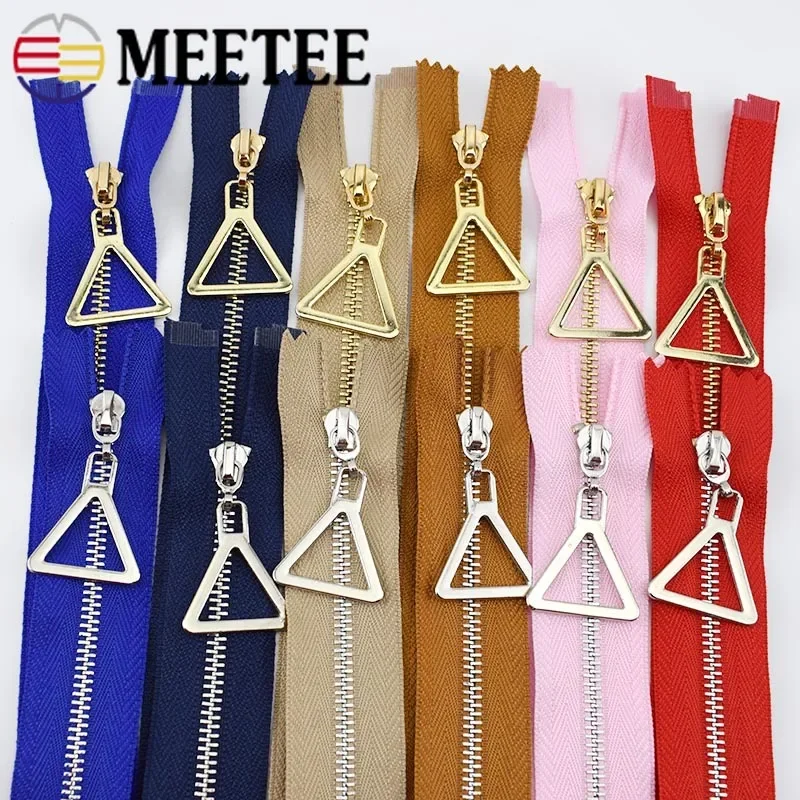 

Meetee 4pcs 15-70cm 3# Metal Zippers Close-End Open-End Auto Lock Gold Silver Tooth Single Open Zip DIY Garment Sew Accessories