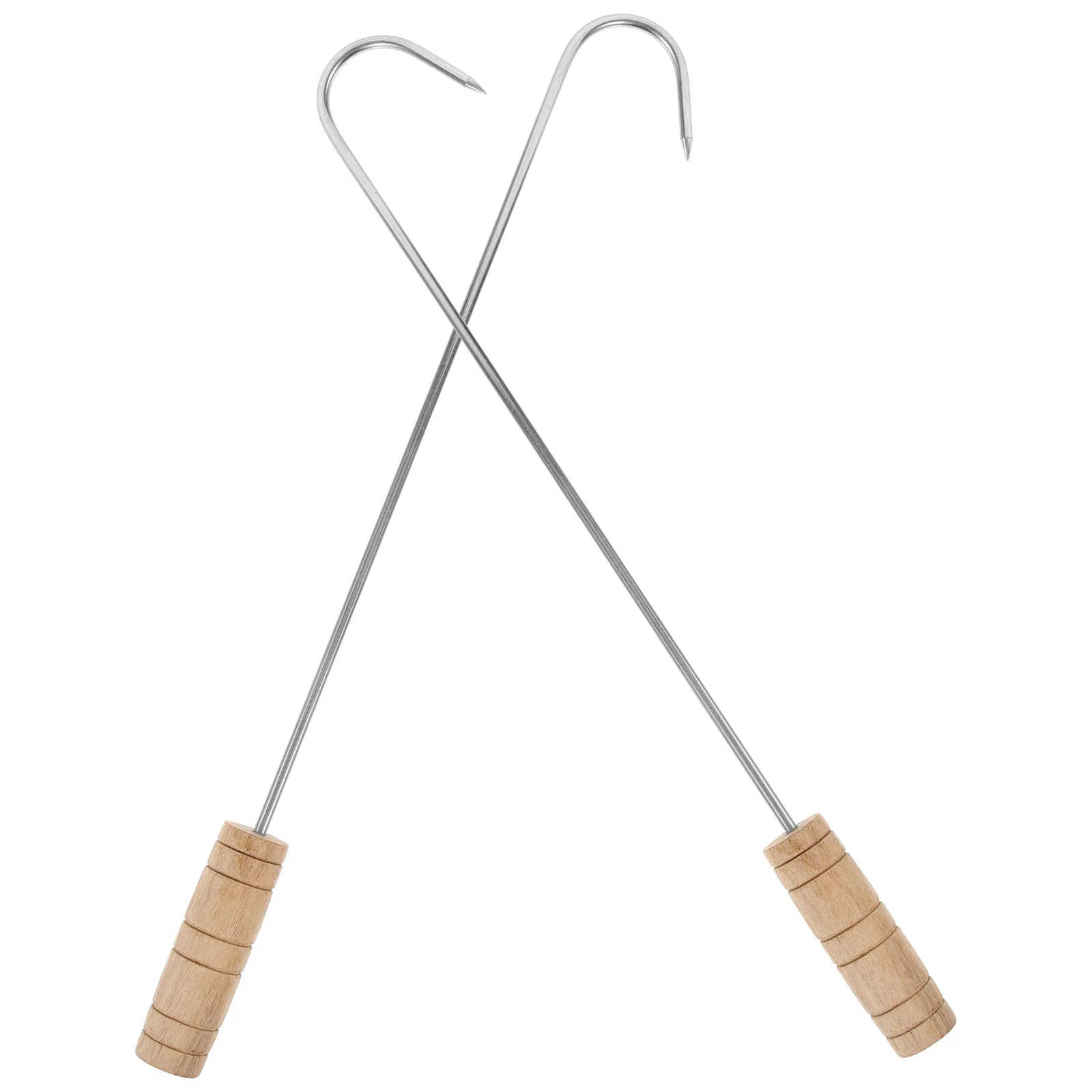 

2 pcs Metal Boot Hooks Wooden Handle Boot Puller Stainless Steel Boot Puller