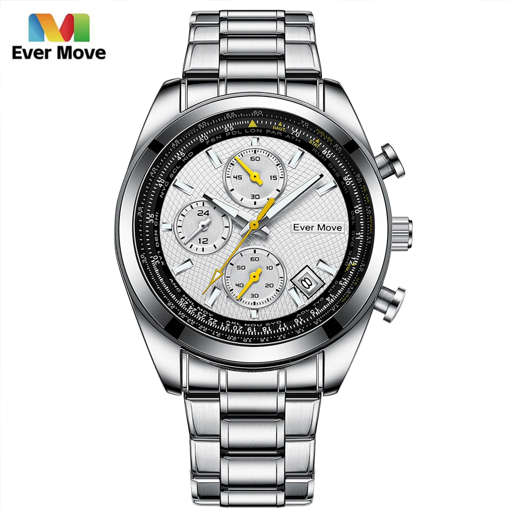 

Ever Move Quartz Watch For Men Top Luxury Brand Business Men's Watches Waterproof Sports Watch Luminous Stainless Steel Wristwat