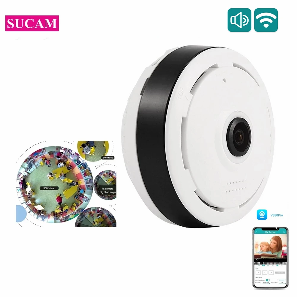 

5MP V380 Pro Panoramic WIFI Camera Indoor 360 Degree Surveillance Security Two Way Audio Wireless Camera Motion Detection Camera