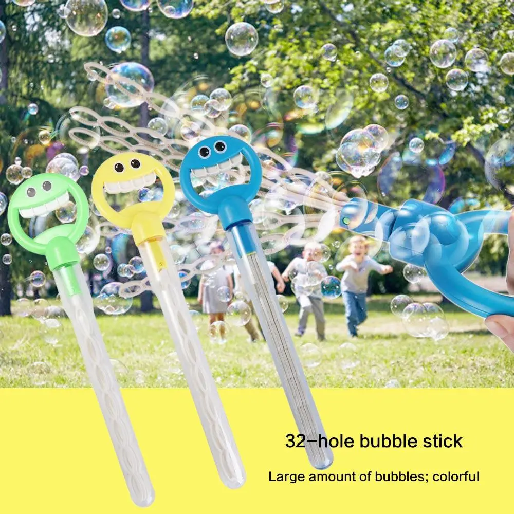 32 Holes Handheld Bubble Wand Smiling Face Bubble Stick Blower Maker For Children Outdoor Activity Fun Soap Blowing Bubble Tool 5