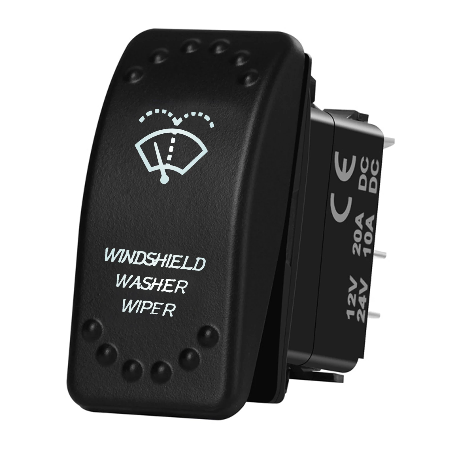 7-Pin Momentary Rocker Switch DPDT With Blue LED - 12V/24V For Car, Boat & UTV Dashboard