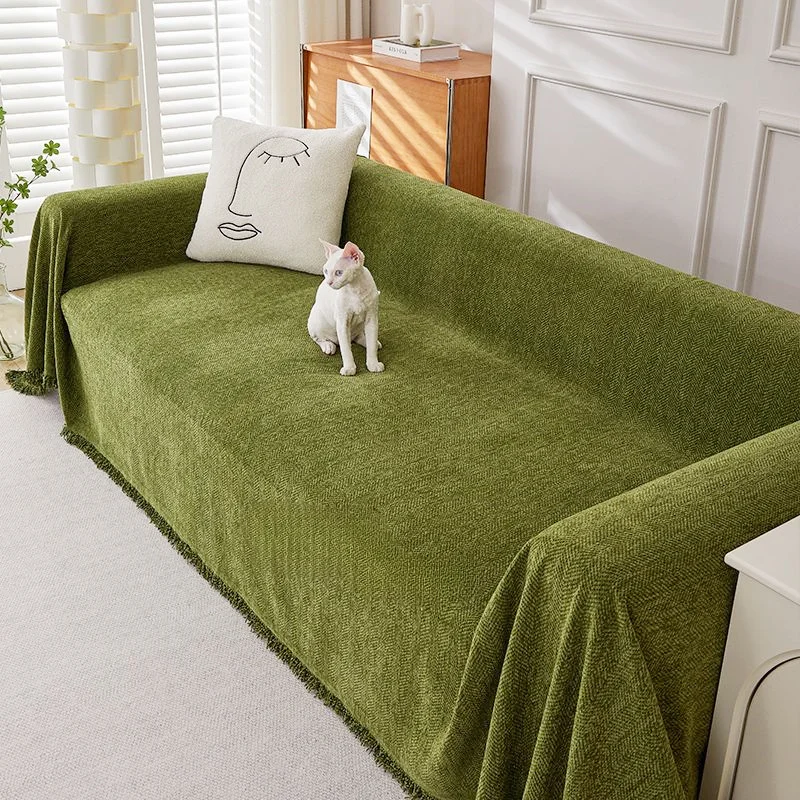 Herringbone Chenille Solid Color Sofa Towel Sofa Cover Cushion Thickened Functional Blanket Universal for All Seasons