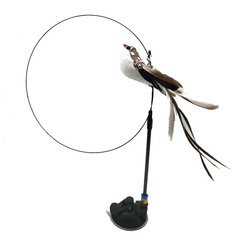 Suction Cup Simulation Bird Interactive Cat Toy Detachable Replacement Feather Bird for Kitten Teaser Play Chase Cat Stick Toys 