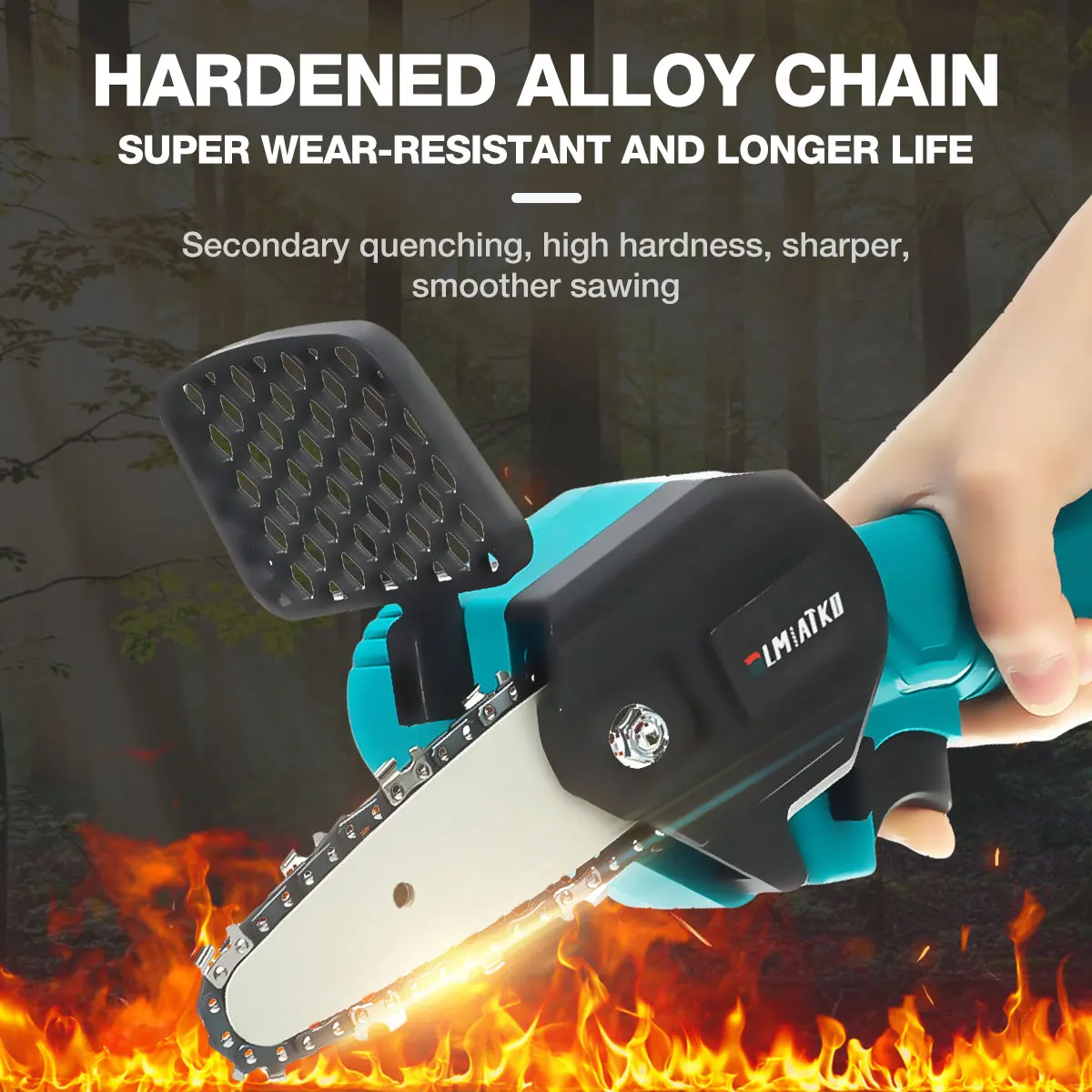 Battery Electric Chainsaw 4 Inch Rechargeable Woodworking Saw Handheld Pruning Logging Saw Garden Power Tool For Makita 18V mini chainsaw electric chainsaw electric saw mini electric saw