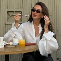 Mode chemises blanches femmes à manches longues surdimensionné Blouse 2025 nouveau printemps été Tops basiques coton Chic chemise pour les femmes 2