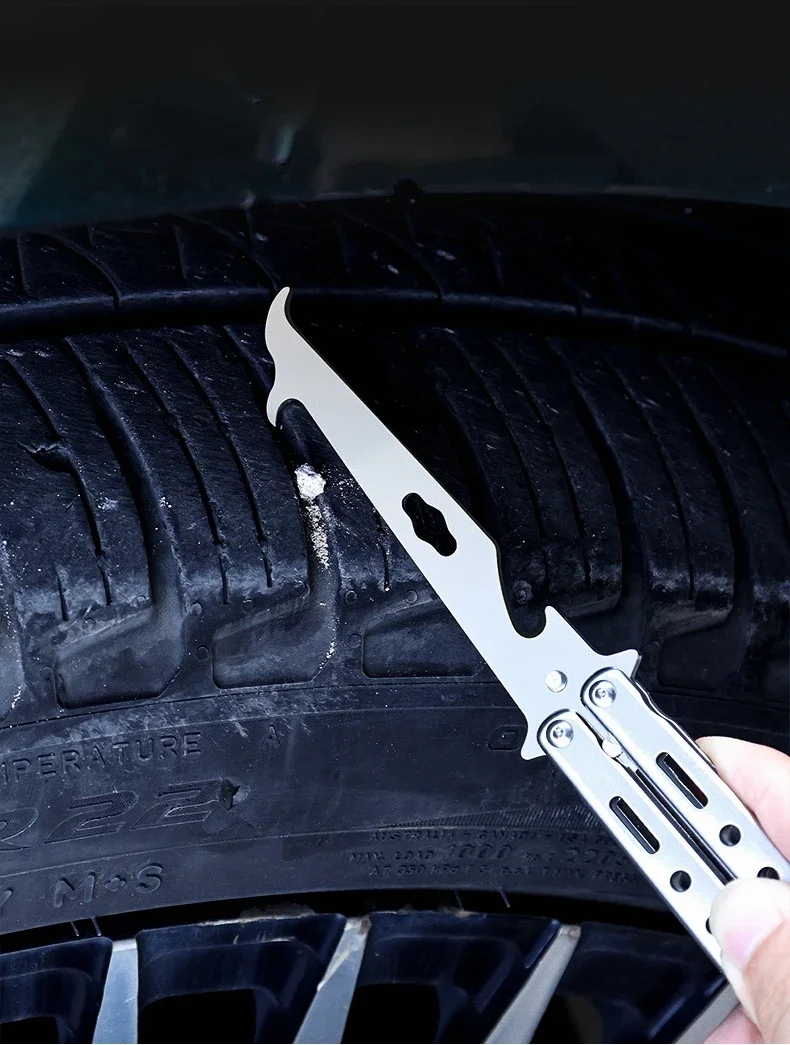 접이식 타이어 청소용 훅 드라이버 액세서리 모터 타이어 스톤 클리너 스톤 제거기 타이어 청소 도구 타이어 수리 도구