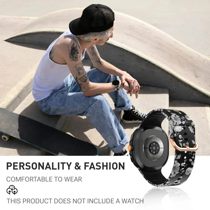BUSKOZ 1/2pc 스트랩 삼성 갤럭시 시계 8 40/44mm 갤럭시 8 클래식 46mm 해바라기 표범 용 다채로운 실리콘 스포츠 밴드