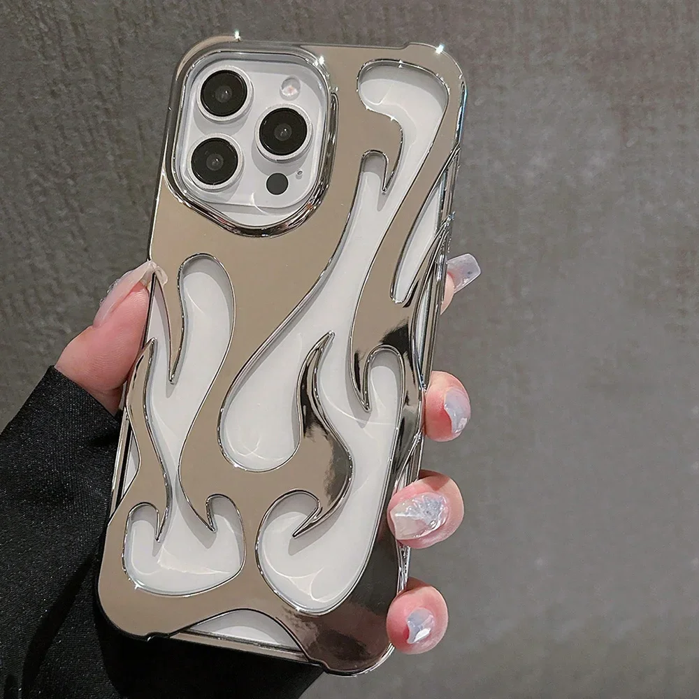Fashion Hollowed Fire Flame Phone Case - Full Lens Protection Shockproof Armor Cover