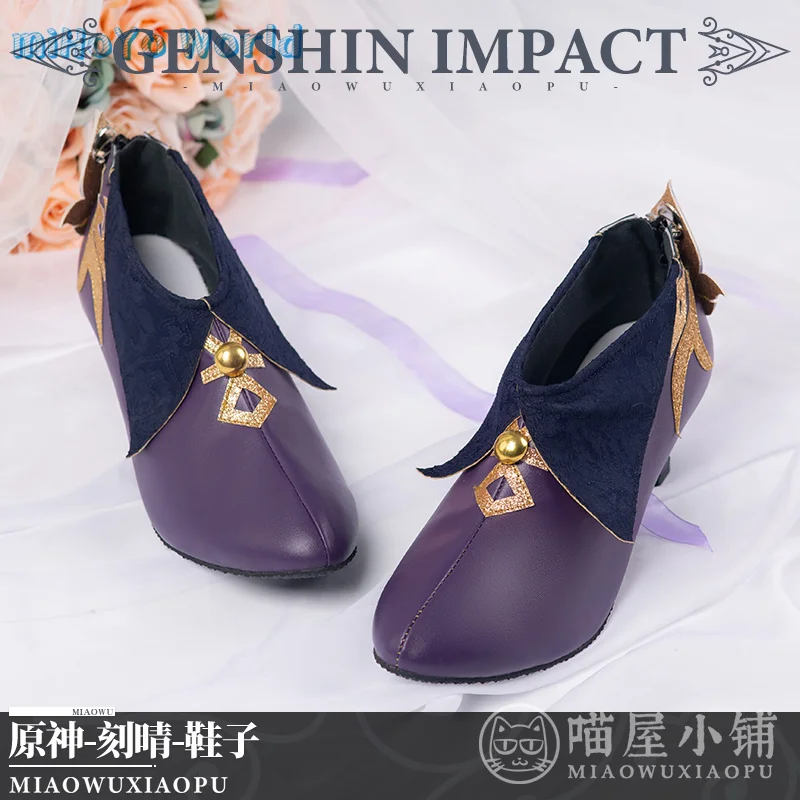 

MiHoYo Game Genshin Impact Keqing Cosplay Shoes Party Role Accessories Props PU Mid-low Heels Comic Con Birthday Xmas Gifts