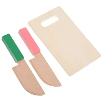 Children's Knife Toys Kitchen Game Veggies Safe Wood Plaything Kids Wooden Cutting Board for 1