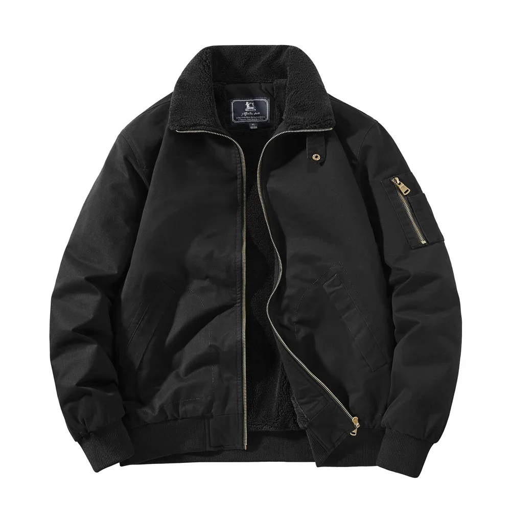 Herren Militärische Taktische Jacke Winddichte Thermo-Fliegerjacke Herbst Winter Fleece Gefütterte Arbeitskleidung Jacke Verdickter Reversmantel Herren – Detail 4