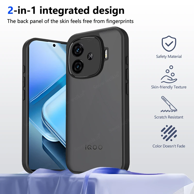 Black Matte Clear Silicone Phone Case with TPU Bumper and PC Back