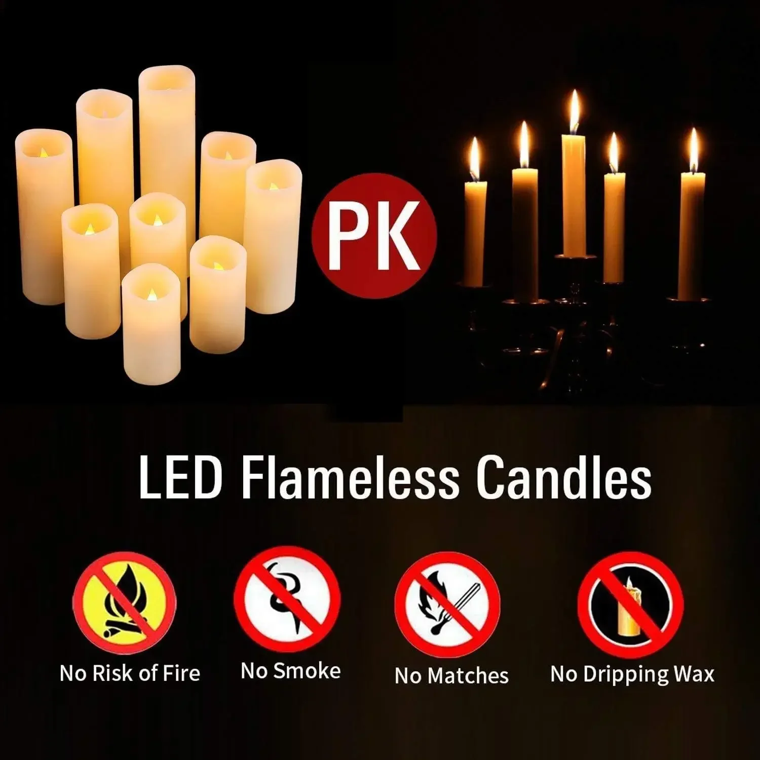 8 Candele Elettriche A LED Con Telecomando - Fiamma Tremolante Realistica, Timer 4/6 Ore, Altezza 16.5 Cm, Alimentazione A Batteria