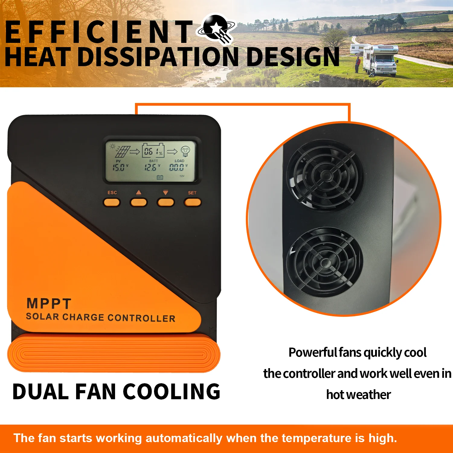 Efficient MPPT Solar Controller: 40/60A, Versatile 12/24V Battery Compatibility,