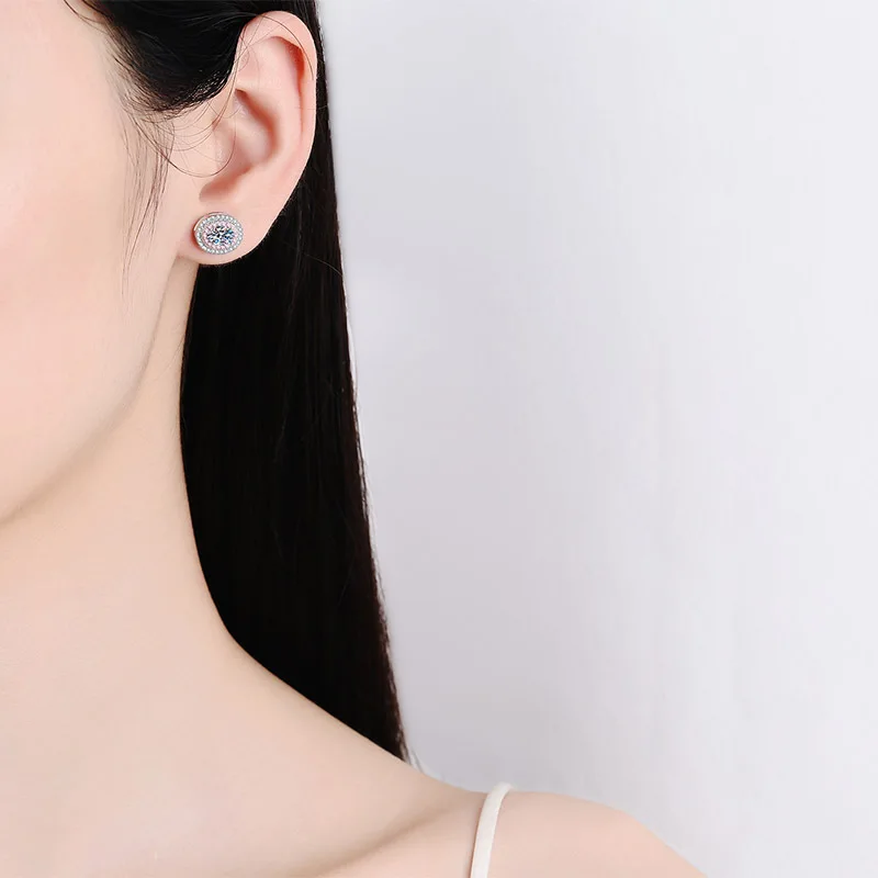 JECIRCON 925 Sterling Silver Egg-shaped Moissanite Stud Earrings for Women PT950 Gold Plated Luxury Wedding Party Fine Jewelry