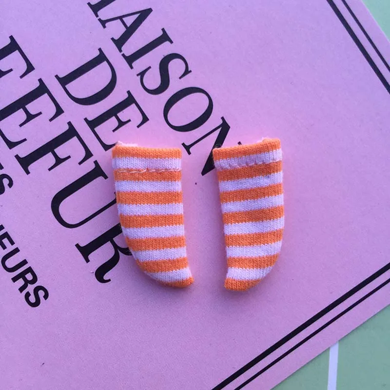 2 Pairs/ Lot Ob11 Baby Girl Socks 1/12 Bjd Doll Accessories Candy Color Stripe Socks Fit Obitsu YMY GSC Molly Cute Baby Clothing 5