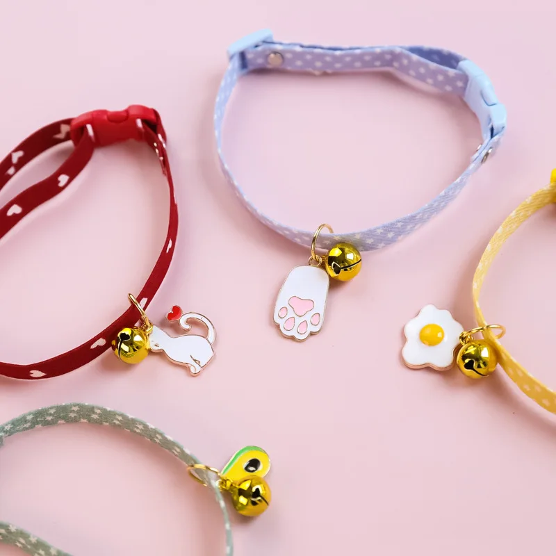 Cat Collar Bell Accessories Pet Cat Dog Necklace Safety Buckle Neck Decoration Cartoon Cute Exquisite Lucky Pet Supplies