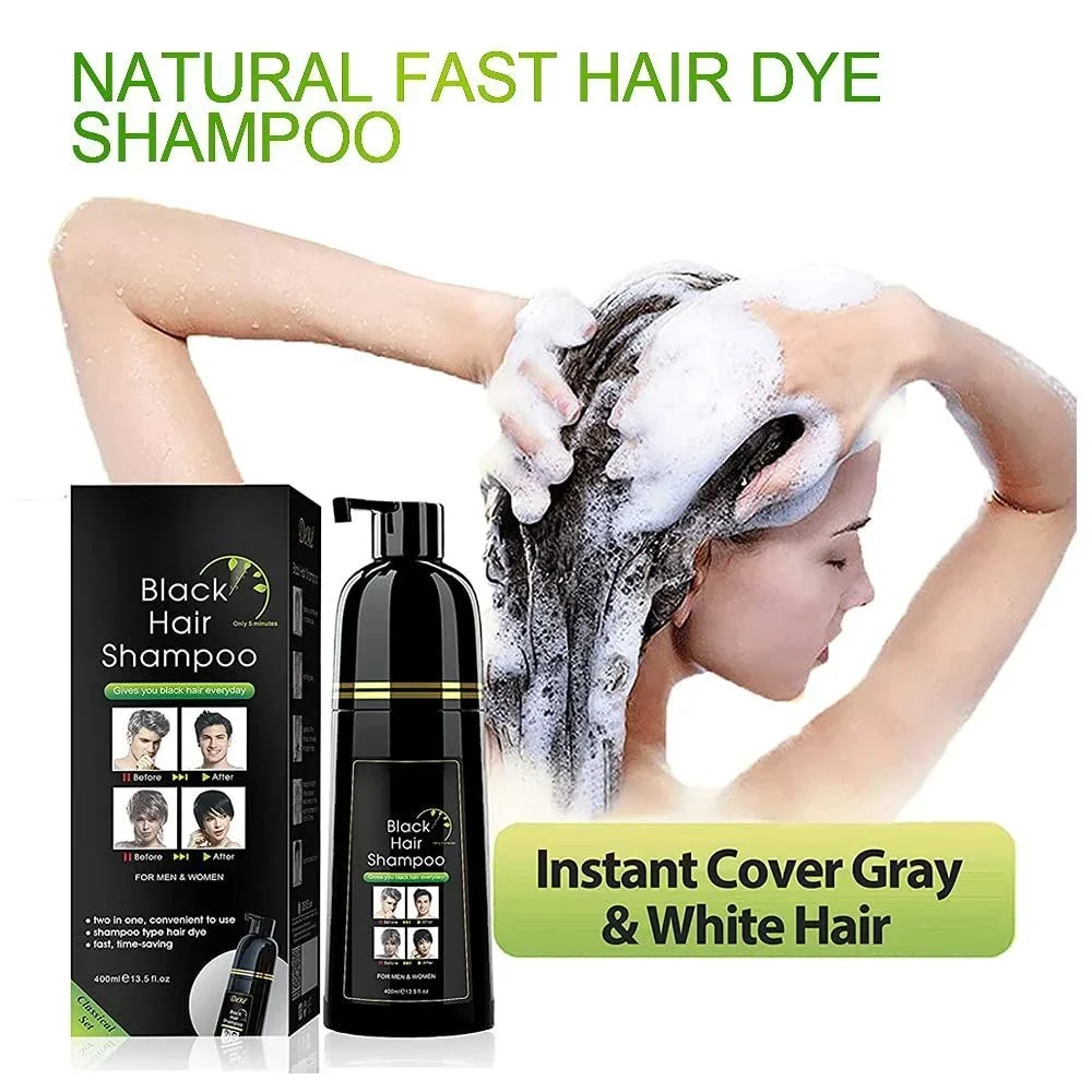 400ml 1pcs Plant Hair Dye Dyeing and Protecting One Covering White Hair Combing Black Men and Women Natural Black Dyeing Cream 5