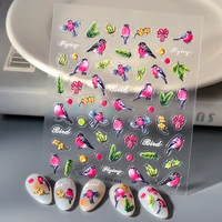 Magpie Bird 5D Nail Stickers Semi-cure Gel Nail Sticker Gel Nail Wraps 2
