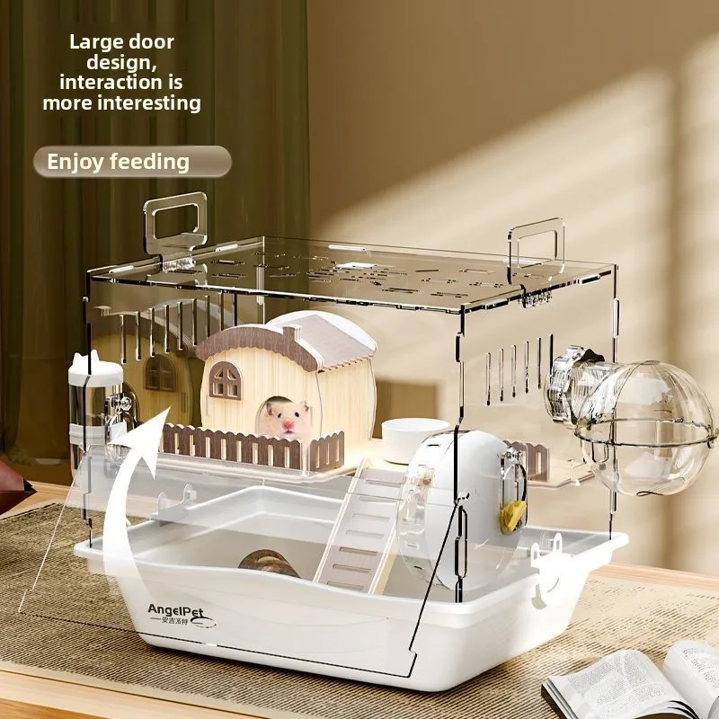 Large Acrylic Hamster Cage Transparent Double-Layer Habitat Villa for Syrian Hamsters, Ideal Starter Home for Winter rabbit